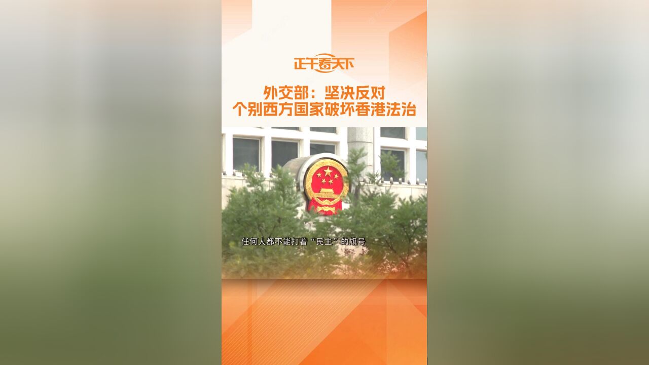 外交部:坚决反对个别西方国家破坏香港法治