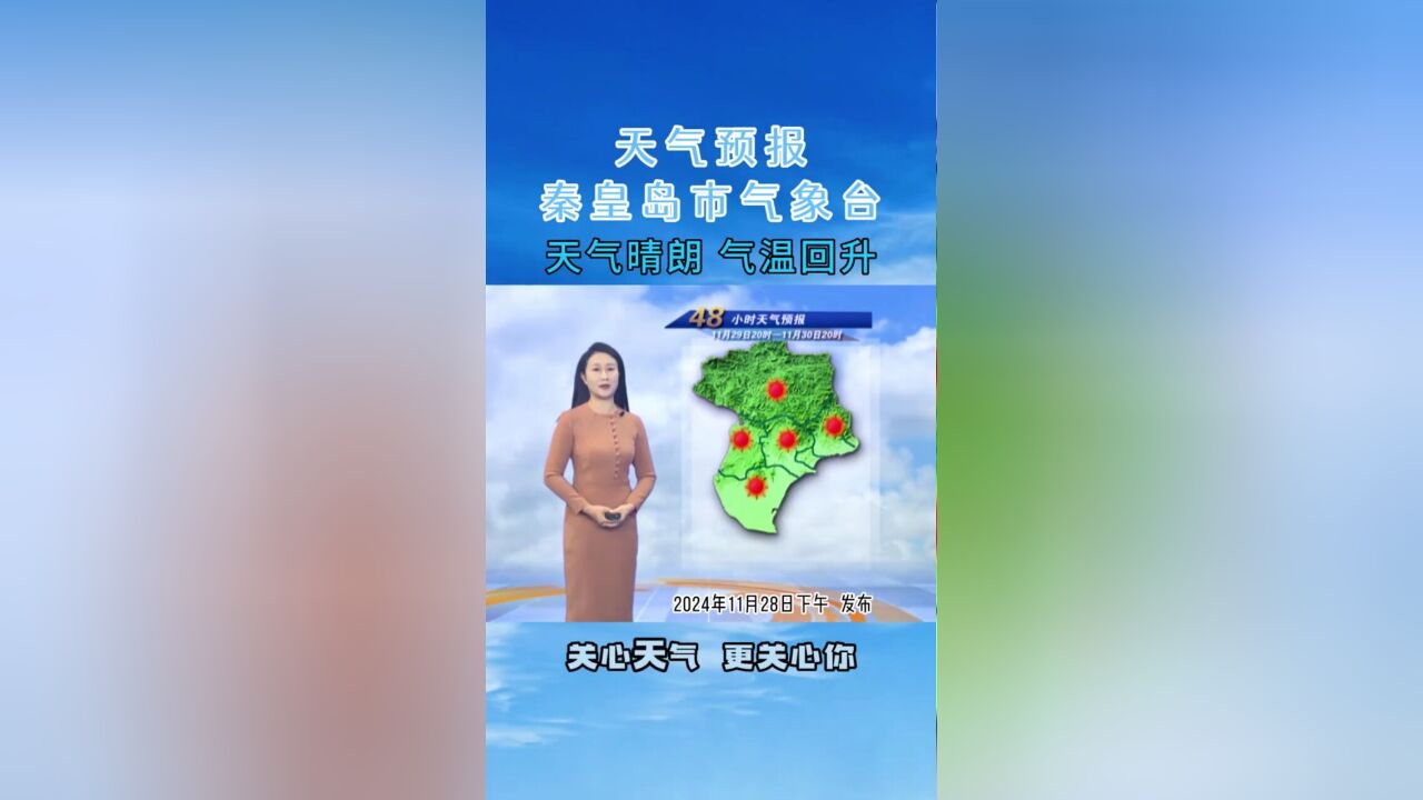 秦皇岛天气晴朗,气温回升.