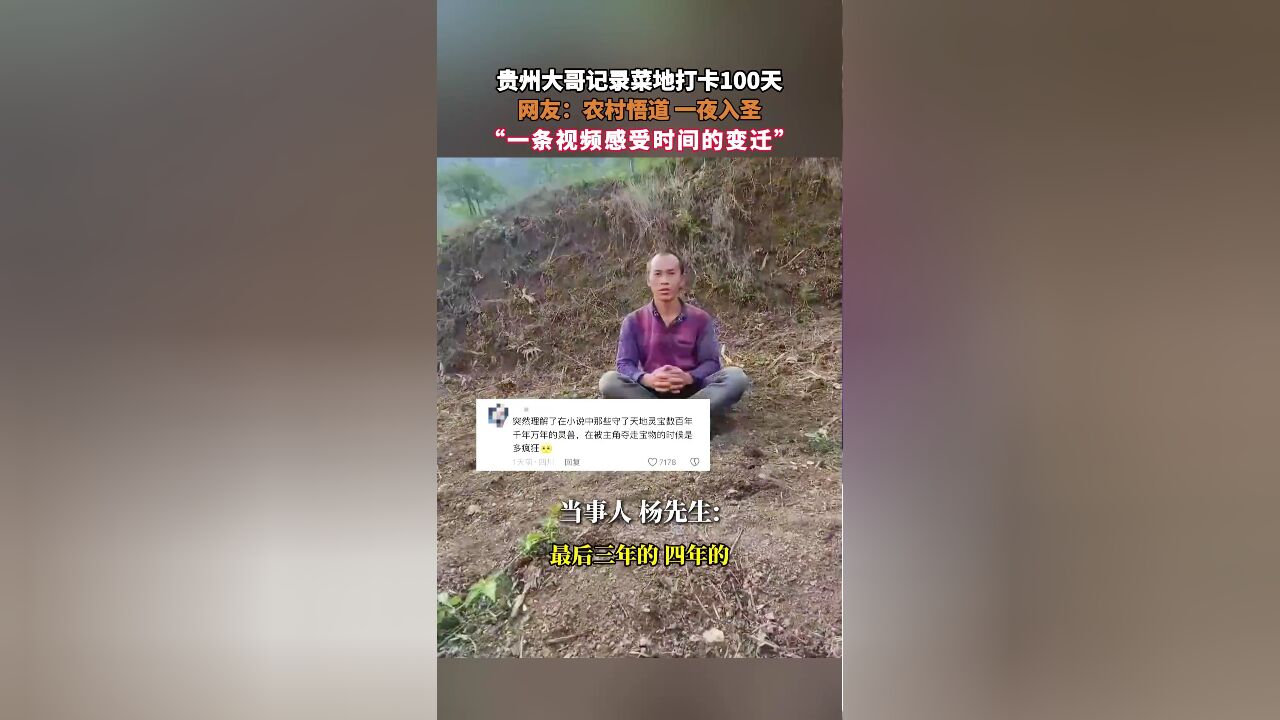 贵州大哥记录菜地打卡100天,网友:农村悟道 一夜入圣,“一条视频感受时间的变迁”