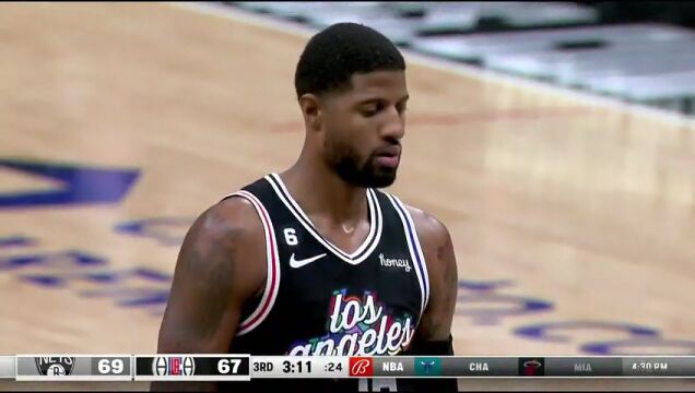 NBA常规赛：篮网vs快船第3节中文解说回放