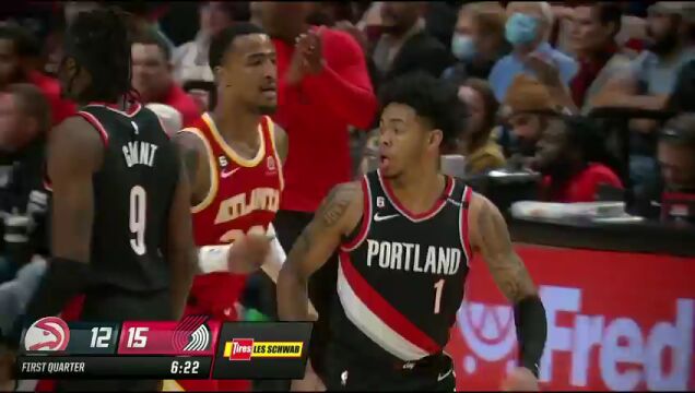 NBA常规赛：老鹰vs开拓者第1节中文解说回放