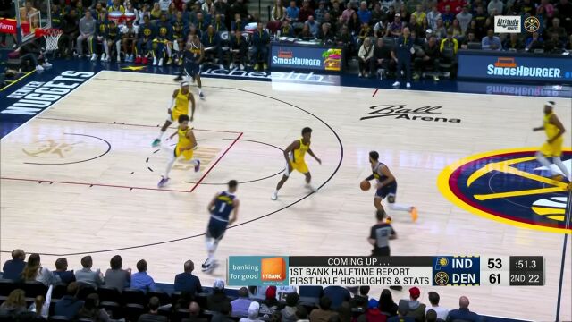 NBA常规赛：步行者vs掘金第2节 中文解说回放
