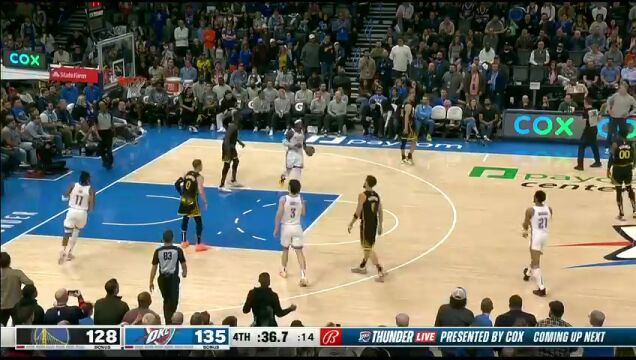 NBA常规赛：勇士vs雷霆第4节中文解说回放