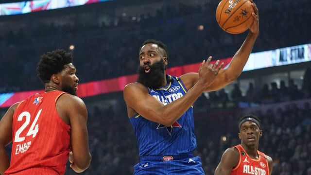 2020NBA全明星哈登集锦 全场11+6关键三分追平助队险胜