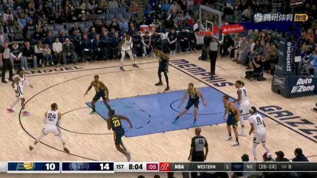 步行者vs灰熊第1节中文解说回放