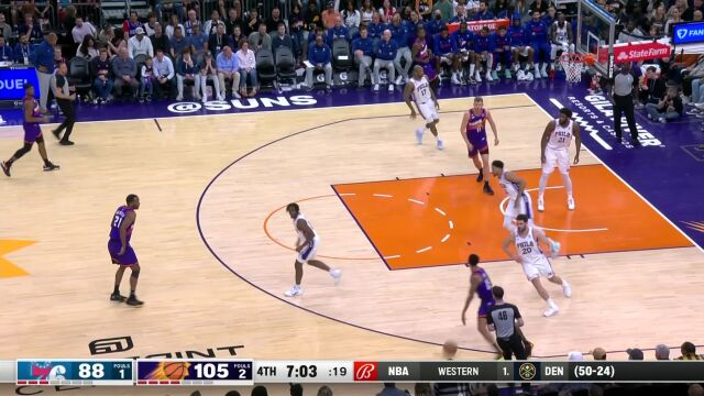 NBA常规赛：76人vs太阳第4节英文原声回放
