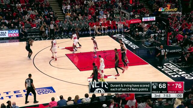 NBA常规赛：篮网vs公牛第3节英文原声回放