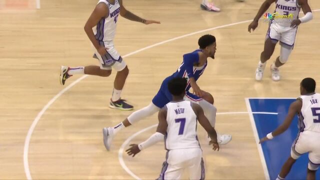 NBA常规赛：国王vs76人第4节 英文解说回放