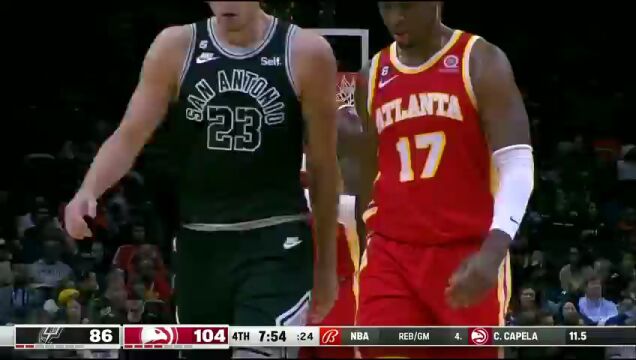 NBA常规赛：马刺vs老鹰第4节英文原声回放