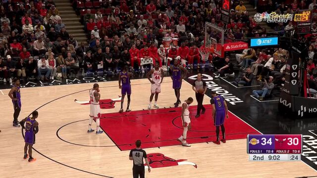 NBA常规赛：湖人vs公牛第2节中文解说回放