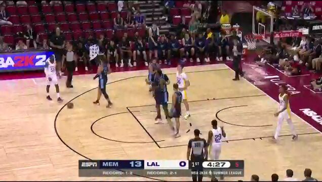 NBA夏季联赛：灰熊vs湖人第1节中文解说回放