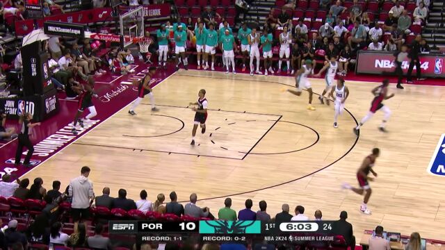 NBA夏季联赛：开拓者vs黄蜂 第1节中文解说回放