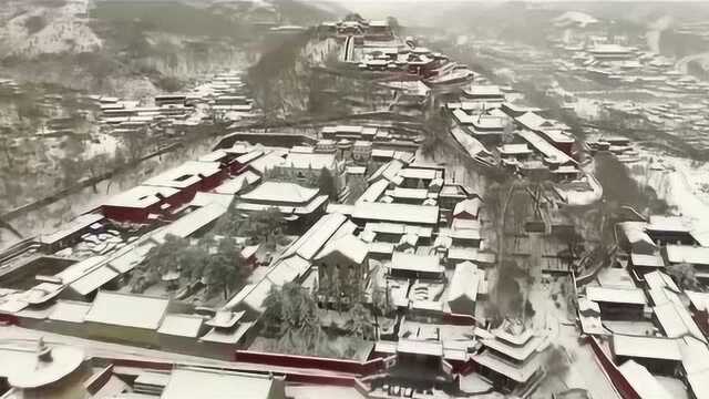 高清航拍,山西五台山雪景,见了才知道什么才叫人间仙境!