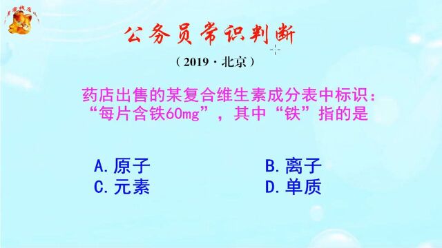 公务员常识判断,复合维生素成分表标识中,“铁”指的是什么呢