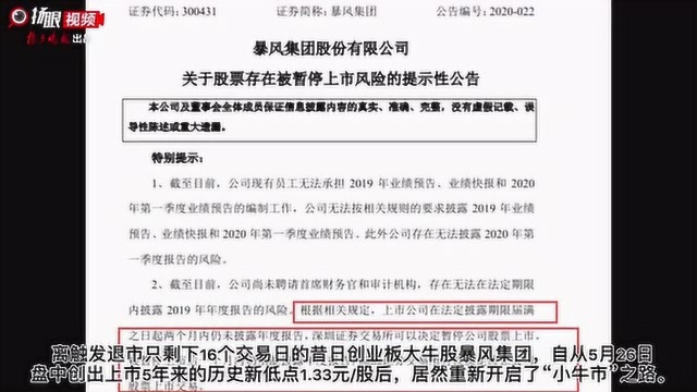 震惊了!濒临退市,只剩10余名员工苦撑,暴风集团8天竟涨了93%,6月5日跌停