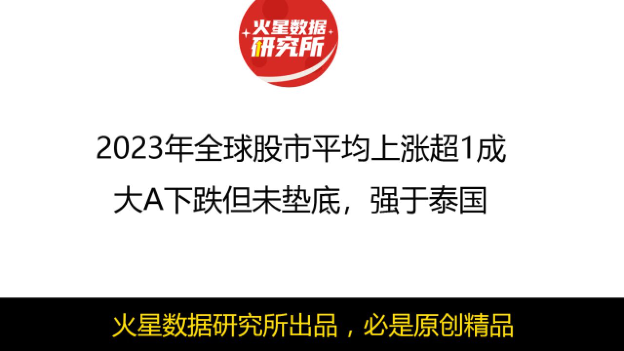 2023年全球股市平均上涨超1成,大A下跌但未垫底,强于泰国