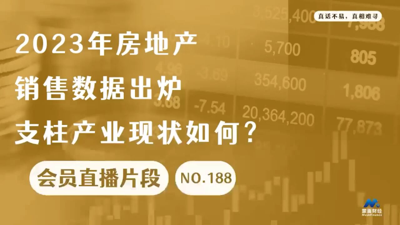 2023年房地产销售数据出炉,支柱产业现状如何?【会员直播片段】