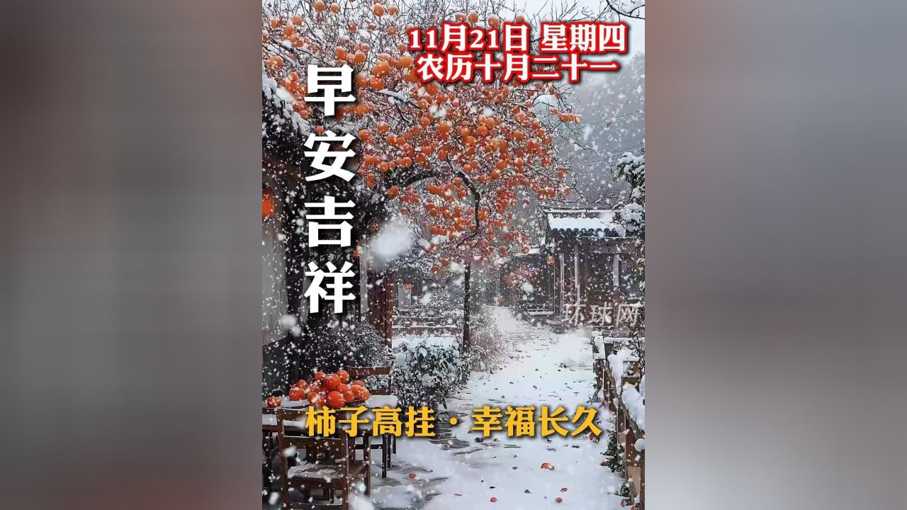 早安,柿子高挂,幸福长久!农历十月二十一,祝愿您和家人诸事皆发,“柿柿”顺利