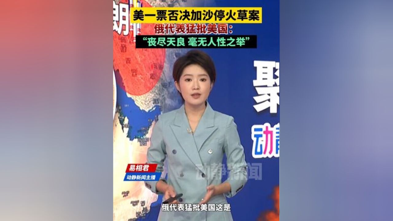 美一票否决加沙停火草案,俄代表猛批美国:丧尽天良,毫无人性之举