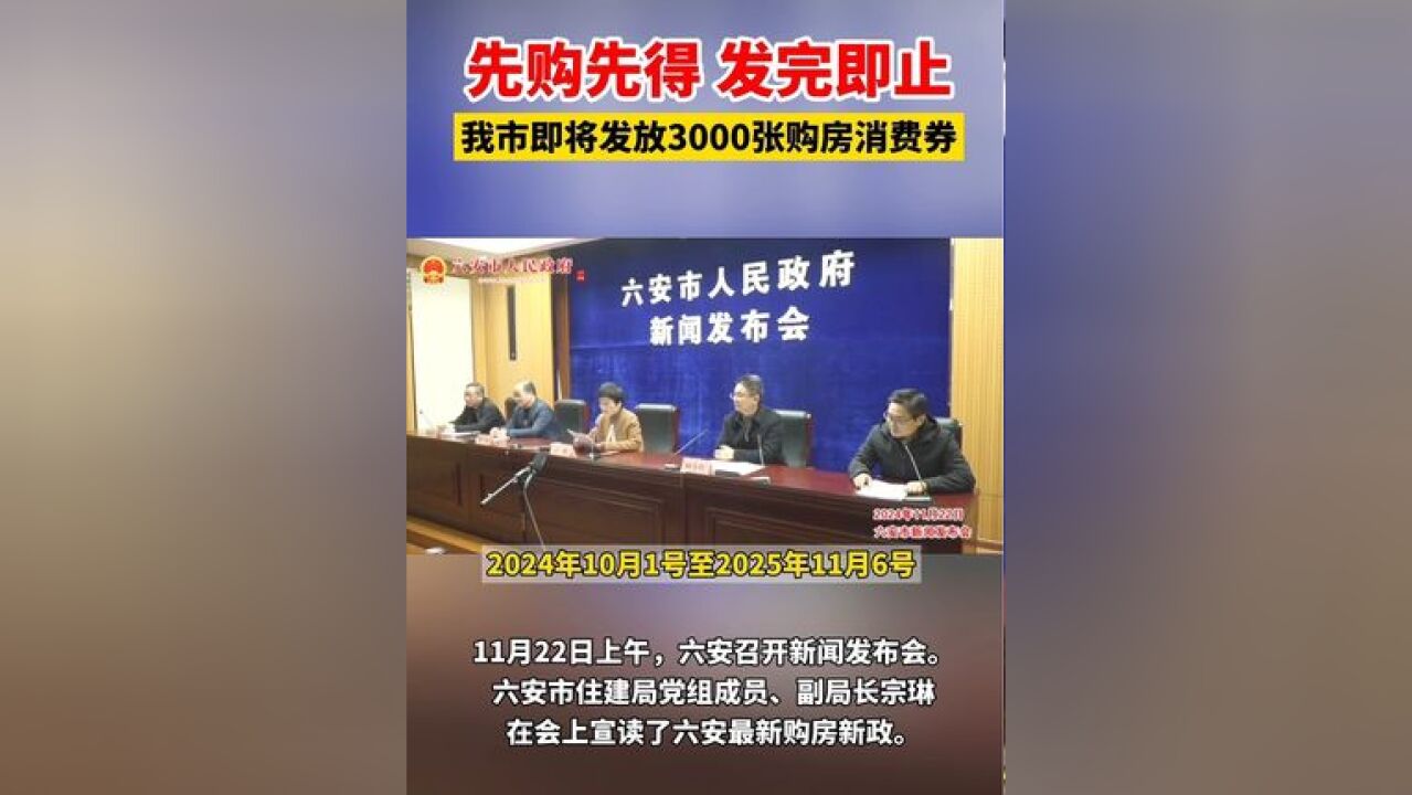 先购先得,发完即止!我市即将发放3000张购房消费券