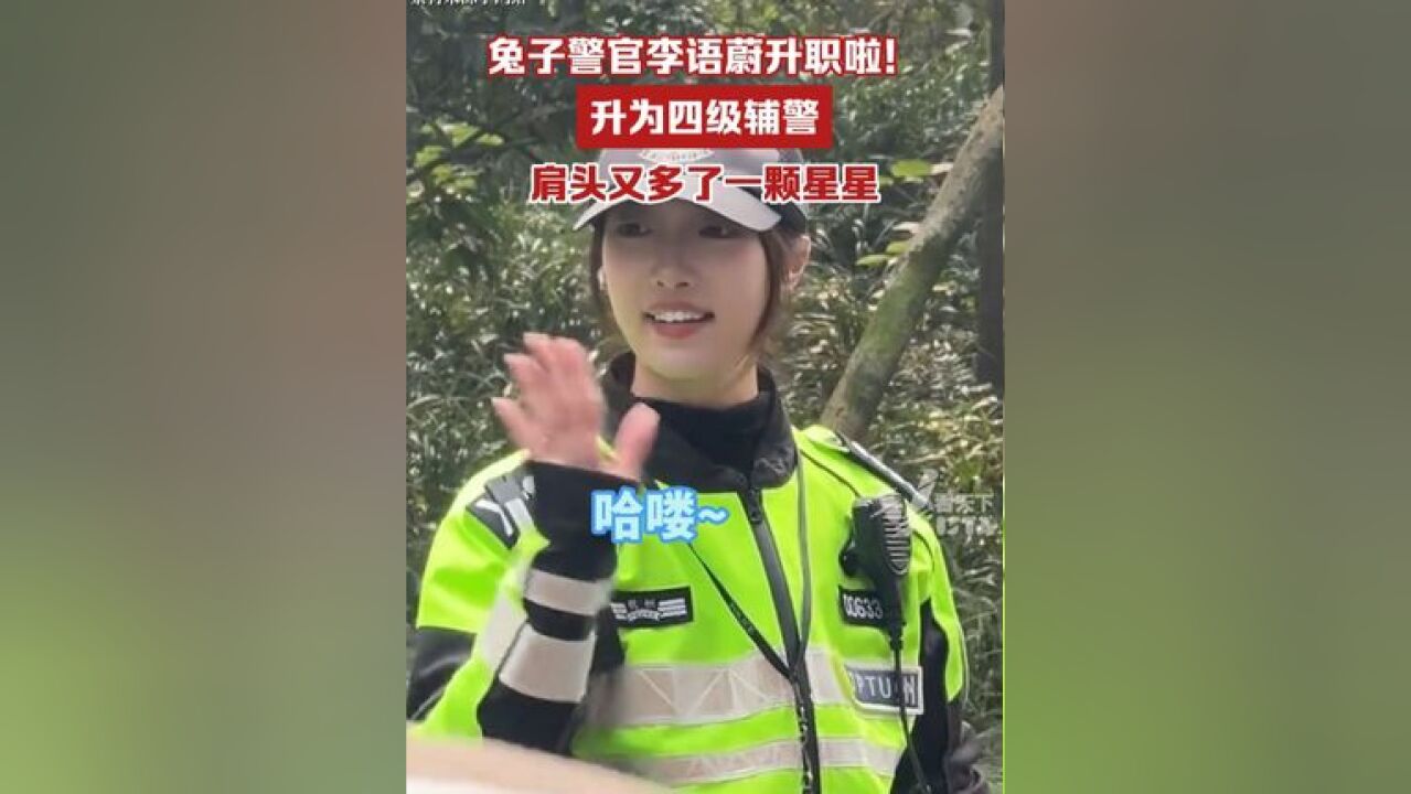 兔子警官李语蔚升职啦!升为四级辅警,肩头又多了一颗星星