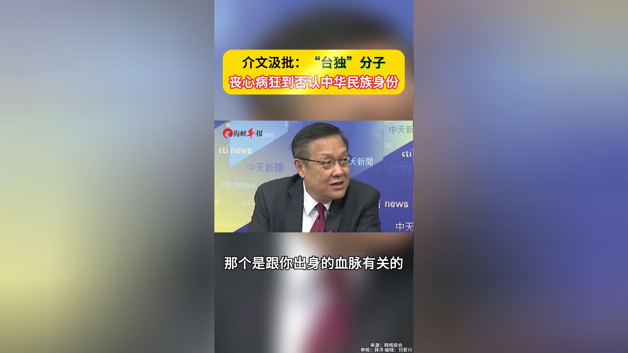 介文汲批:“台独”分子丧心病狂到否认中华民族身份