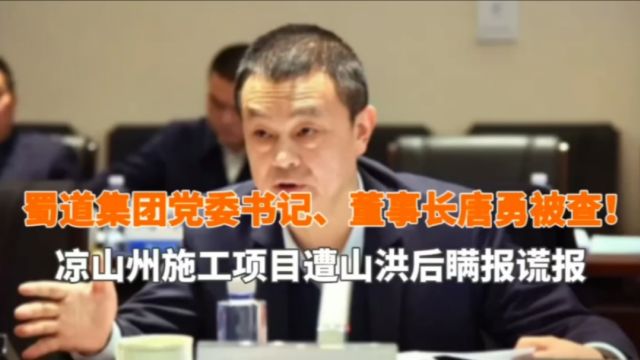 蜀道集团党委书记、董事长唐勇被查!