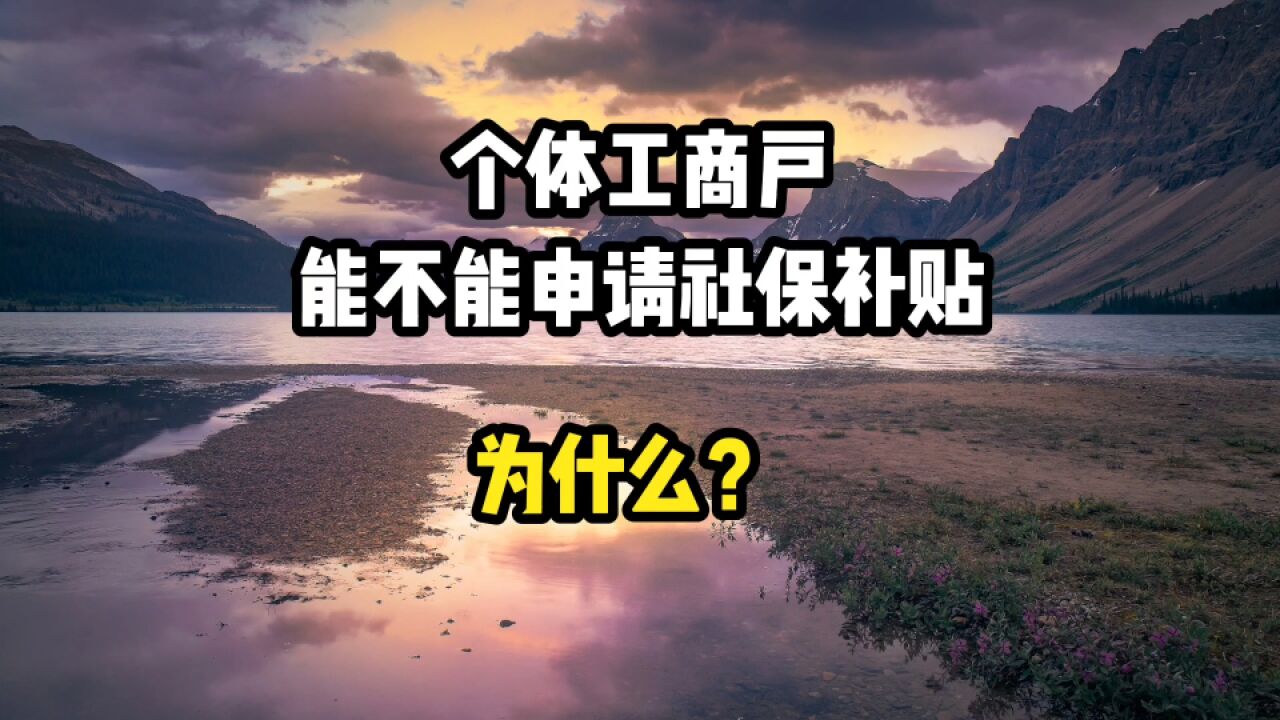 个体工商户,能不能申请4050社保补贴呢?为什么?