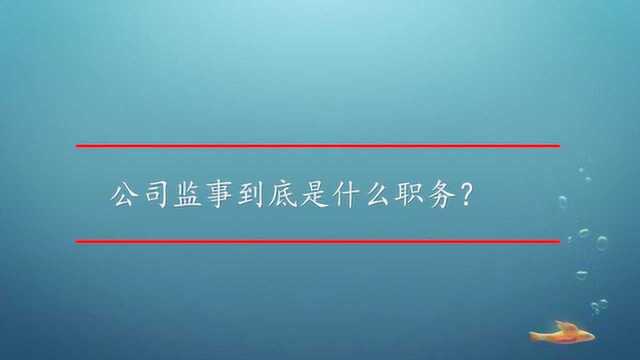 公司监事到底是什么职务?