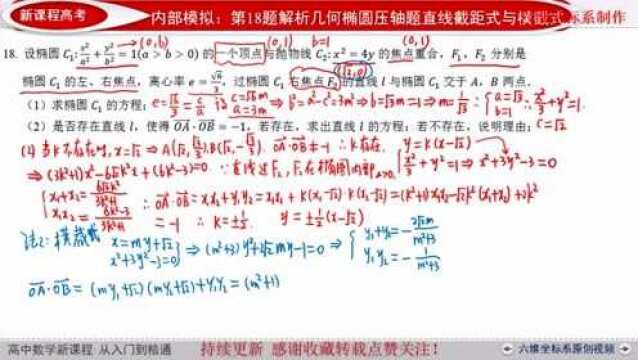 圆锥曲线椭圆压轴题直线的斜截式方程和横截式方程一题多解