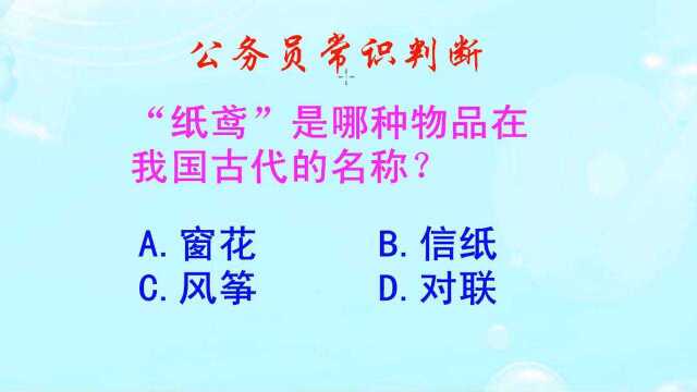 公务员常识判断,纸鸢指的是什么?你小时候应该玩过吧