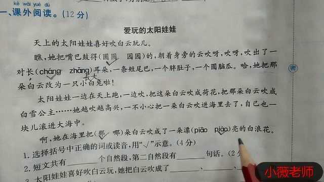 二年级语文:备战期末考试,阅读理解每日一题9