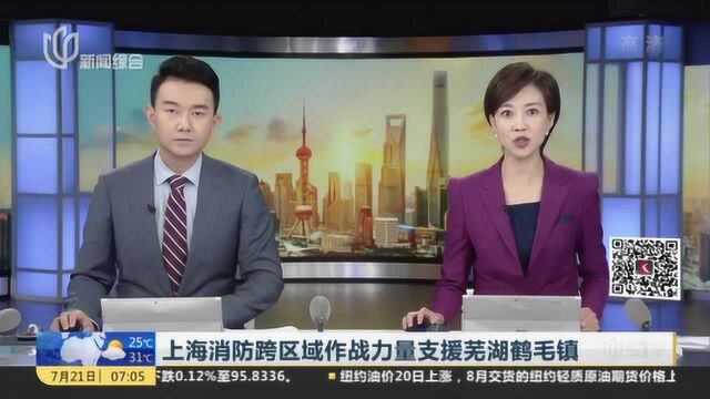 上海消防跨区域作战力量支援芜湖鹤毛镇