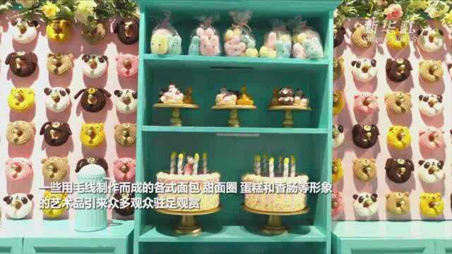 五彩缤纷的毛线艺术品展览在美国达拉斯举办