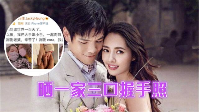 超有爱,向佐郭碧婷女儿出生100天,向佐发文晒一家三口握手照片