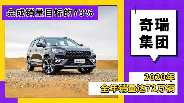 奇瑞集团2020年全年销量达73万辆,完成销量目标的73%