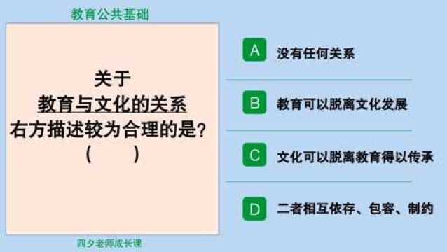 教育公共基础:关于教育与文化的关系,右方描述较为合理的是?