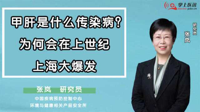 中疾控张岚:甲肝是什么传染病?为什么会在上世纪的上海大爆发?