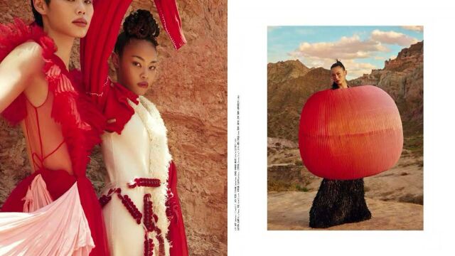 VOGUE China 2021九月大片 色彩鲜艳的戈壁时装大片