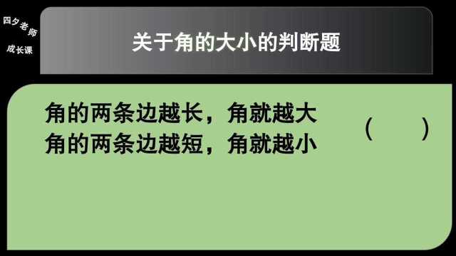 四年级数学:关于角的大小的判断题