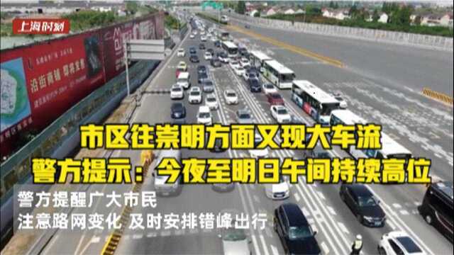 市区往崇明方面又现大车流 警方提示:今夜至明日午间持续高位