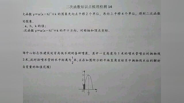 喷水管喷出的水柱是抛物线,你能求出抛物线的解析式吗?