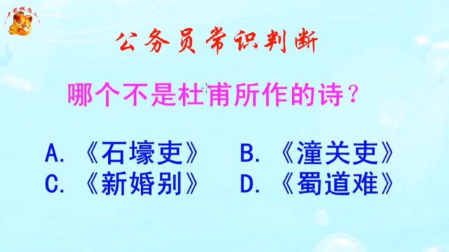 公务员常识判断,哪个不是杜甫所作的诗?难倒了学霸