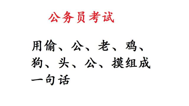 公务员考试题:用偷、公、老、鸡、狗、头、公、摸组成一句话