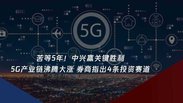 苦等5年!中兴赢关键胜利 5G产业链沸腾大涨 券商指出4条投资赛道