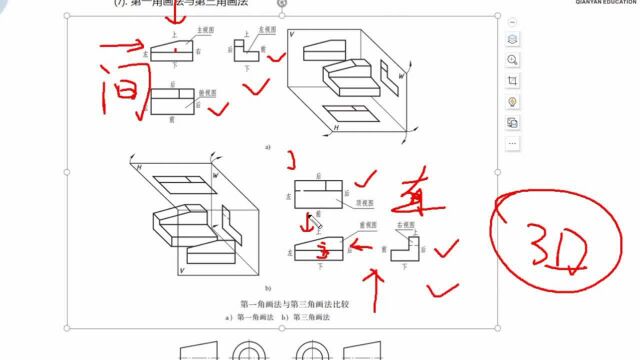 UG《机械制图》第12节:第一角第三角画法与读法