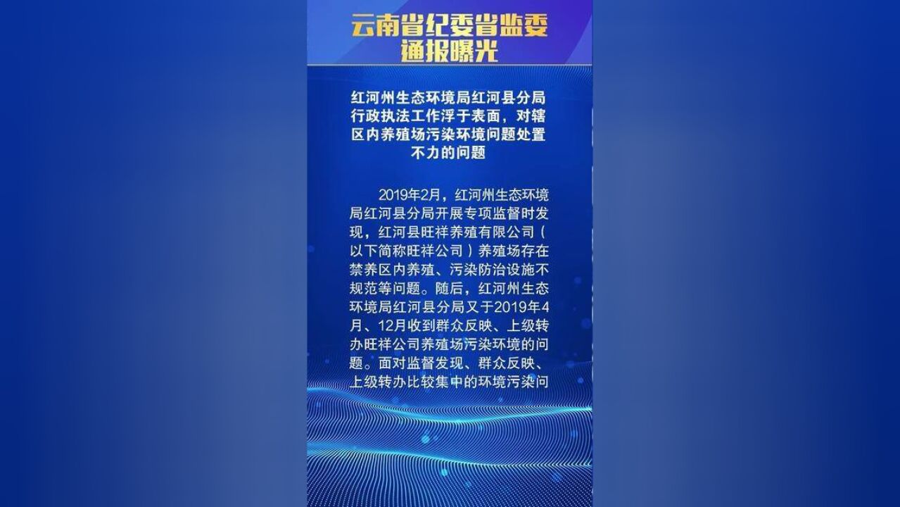 云南省纪委省监委通报曝光推进作风革命效能革命典型案例通报十六——红河州生态环境局红河县分局行政执法工作浮于表面