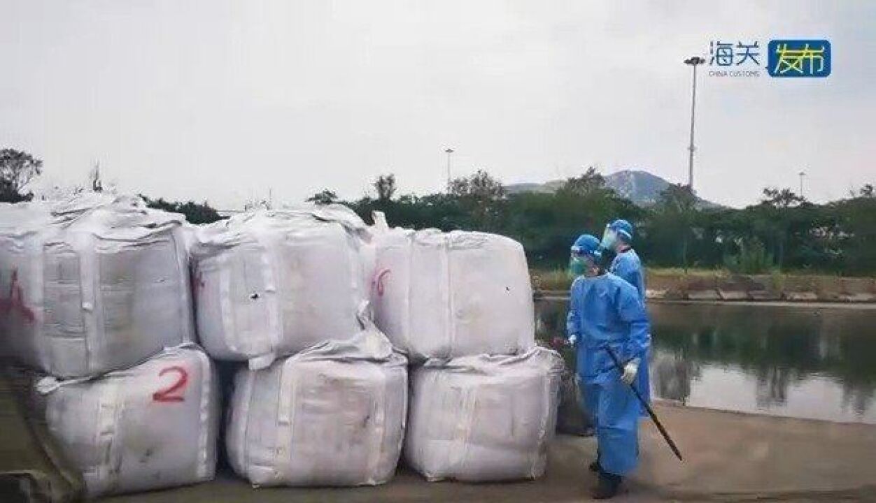 7月26日,在连云港海关的监管下,一批氟含量超标铜精矿从港口装船退运出境