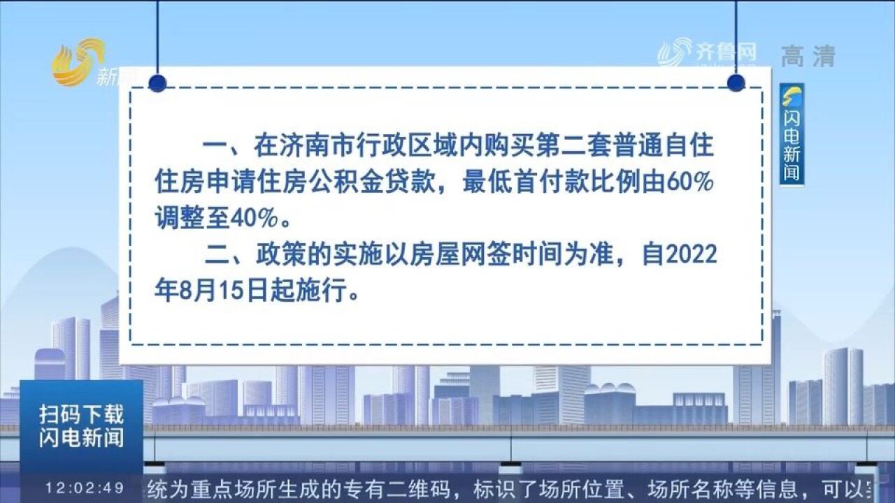 注意!济南二套房公积金贷款首付款比例降至四成,8月15日起施行