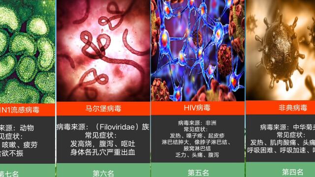 全国最恐怖的十大病毒,当触到这些病毒,你知道都有什么症状吗